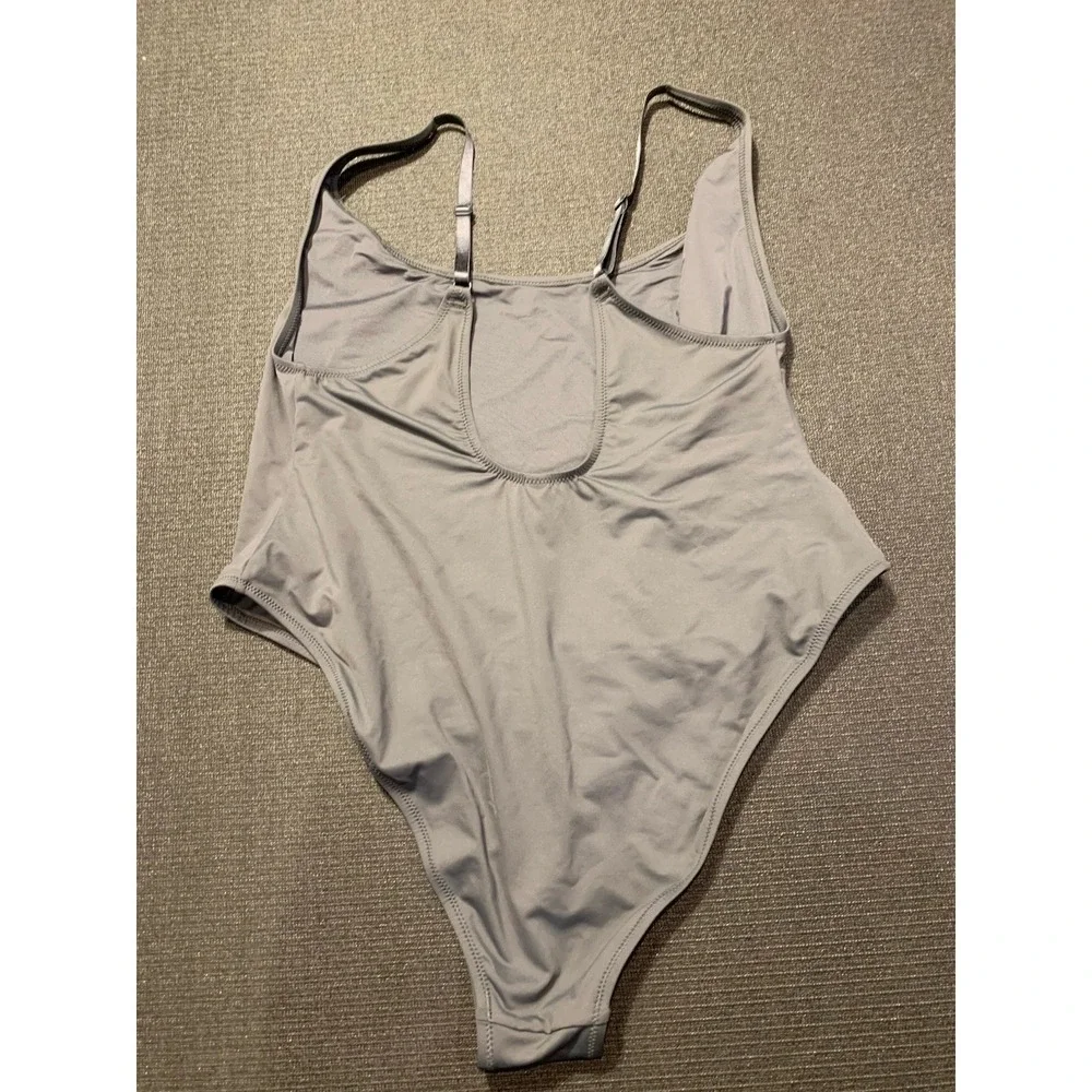 Skims Signature Swim Scoop‎ Neck One-Piece Swimsuit in Gunmetal Women's 3X